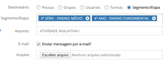 Print da tela do ambiente de mensagens do Proesc