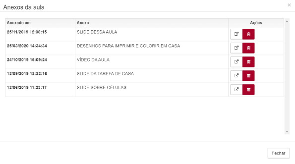 Print dos anexos que podem ser inclusos no ambiente de aulas